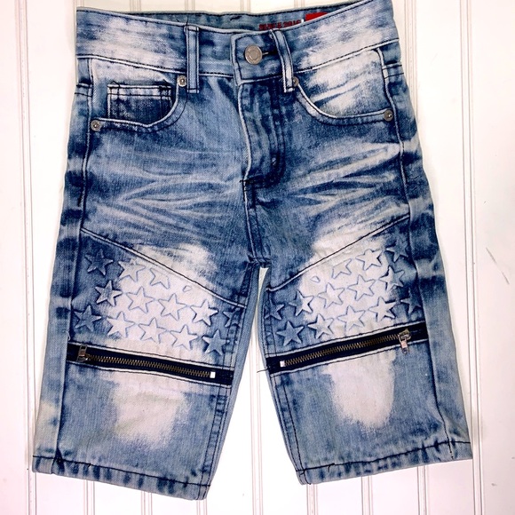 Lion Dynasty Acid Washed Denim Jean Shorts Size 6 Slim - Picture 1 of 12